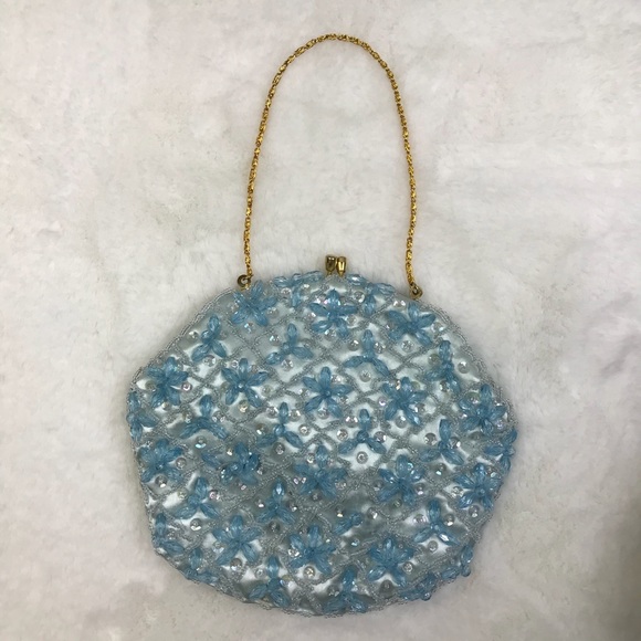 Richere Handbags - Petite handbag in blue with blue beading & Sequin